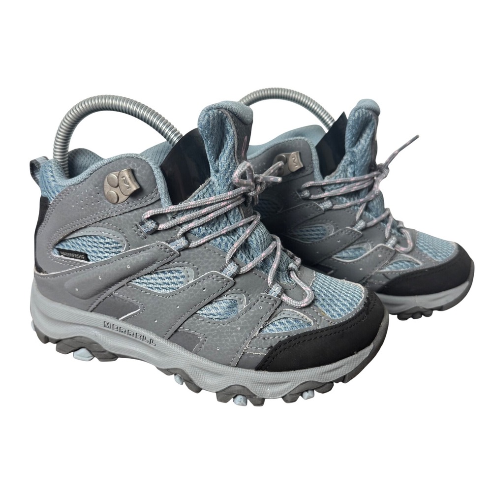 Merrell Moab FST Low Waterproof Kids Hiking Boots Grey Blue MK165704 Size 2M
